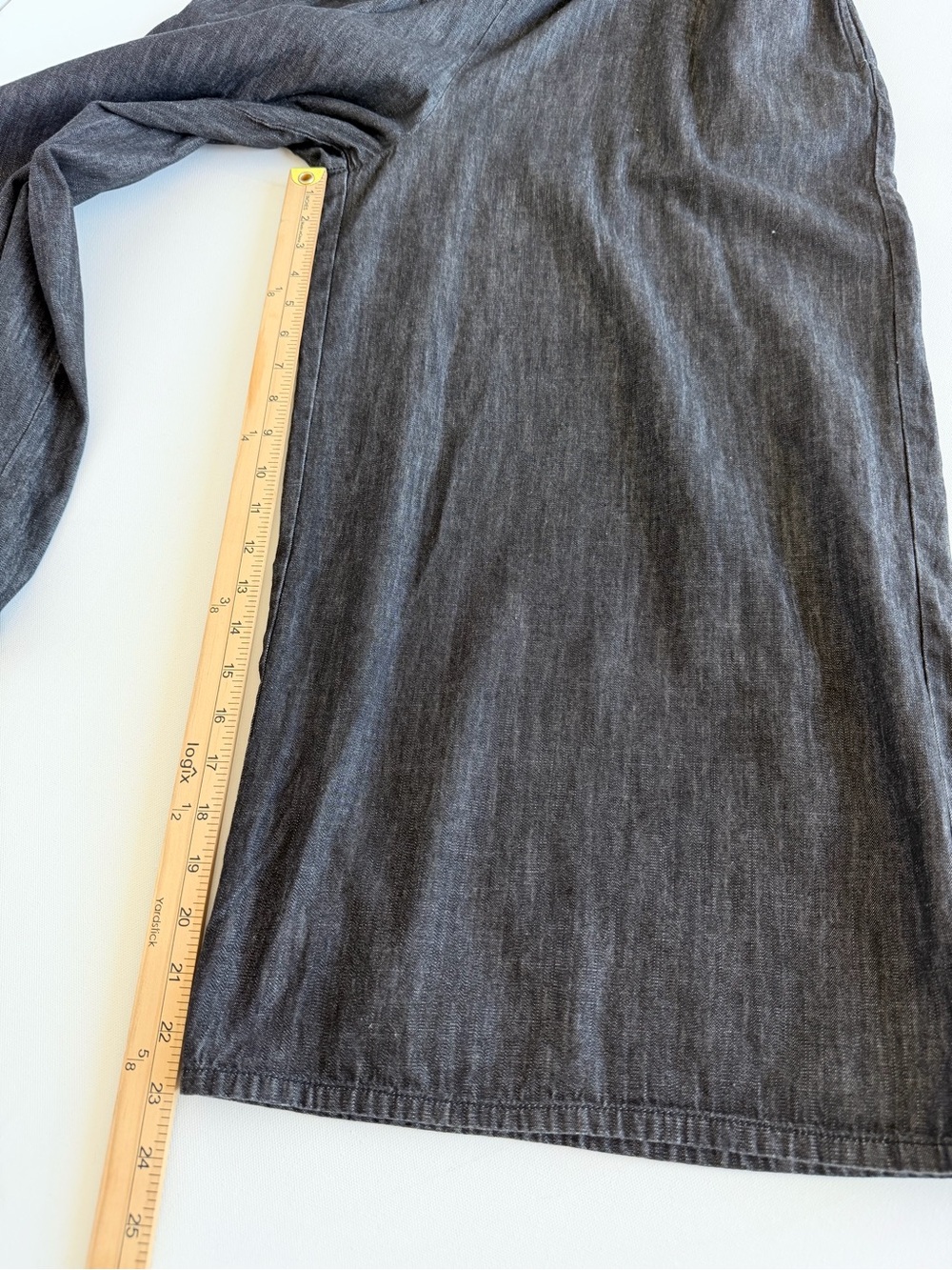 World Market Charcoal Chambray Wide Leg Jumpsuit S/M Deep V Boho Cotton - Picture 8 of 12